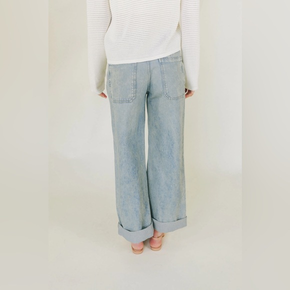 NWT Free People Palmer Wide Leg Cuffed Jeans Denim Sz 28 - Picture 4 of 14